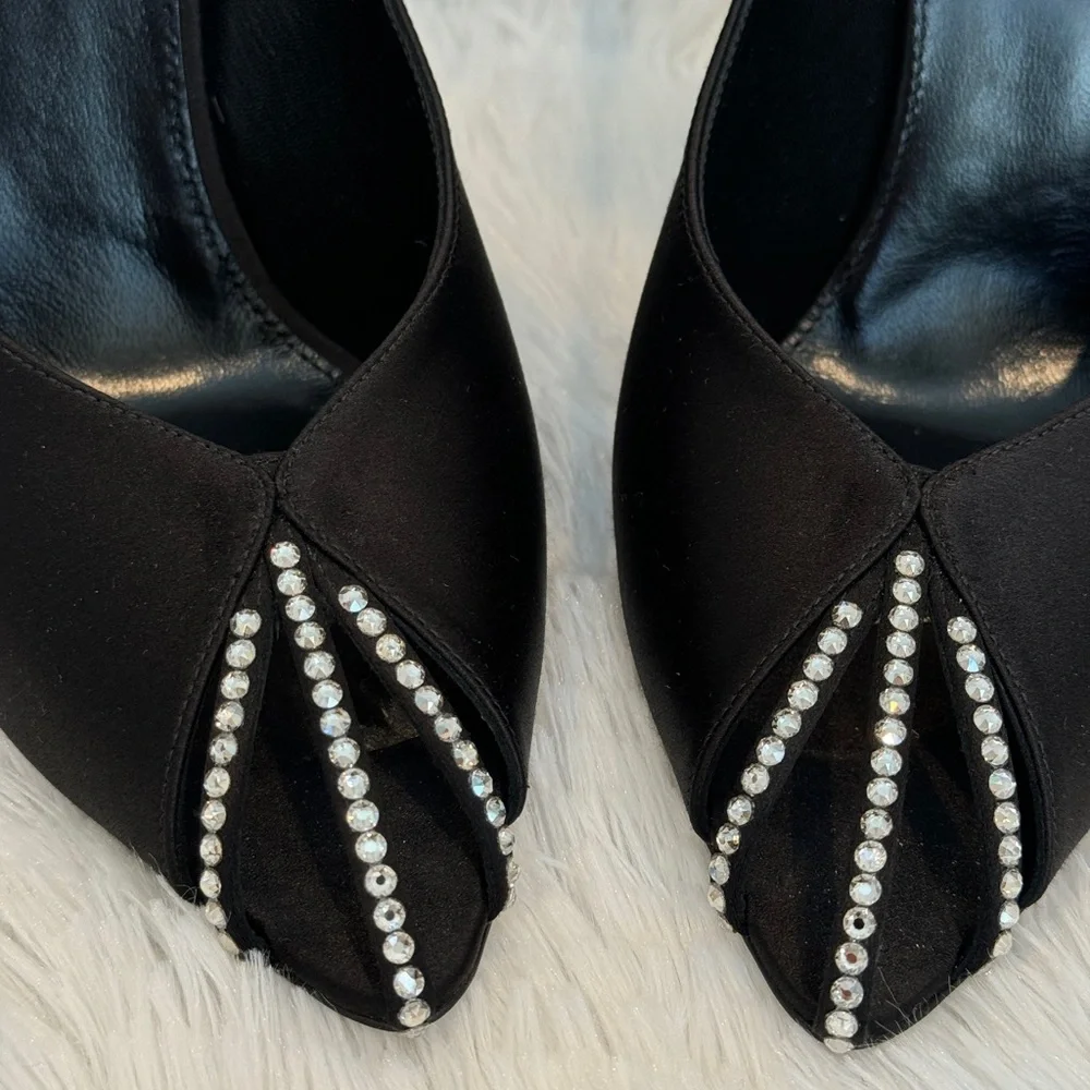 Saint Laurent Martinique 110 cm Black Heels with Silver Accents - Picture 4 of 5
